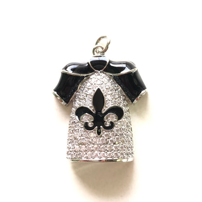 10pcs/lot 33*27mm Fleur De Lis CZ Saints Football Uniform Suit Jersey Charms Silver CZ Paved Charms American Football Sports Louisiana Inspired New Charms Arrivals Charms Beads Beyond