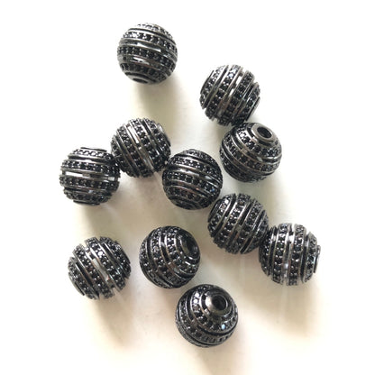 20pcs/lot 10mm CZ Paved Hollow Round Ball Spacers Black on Black CZ Paved Spacers 10mm Beads Ball Beads Charms Beads Beyond