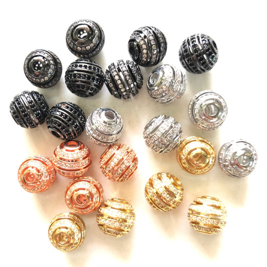20pcs/lot 10mm CZ Paved Hollow Round Ball Spacers Mix Color CZ Paved Spacers 10mm Beads Ball Beads Charms Beads Beyond