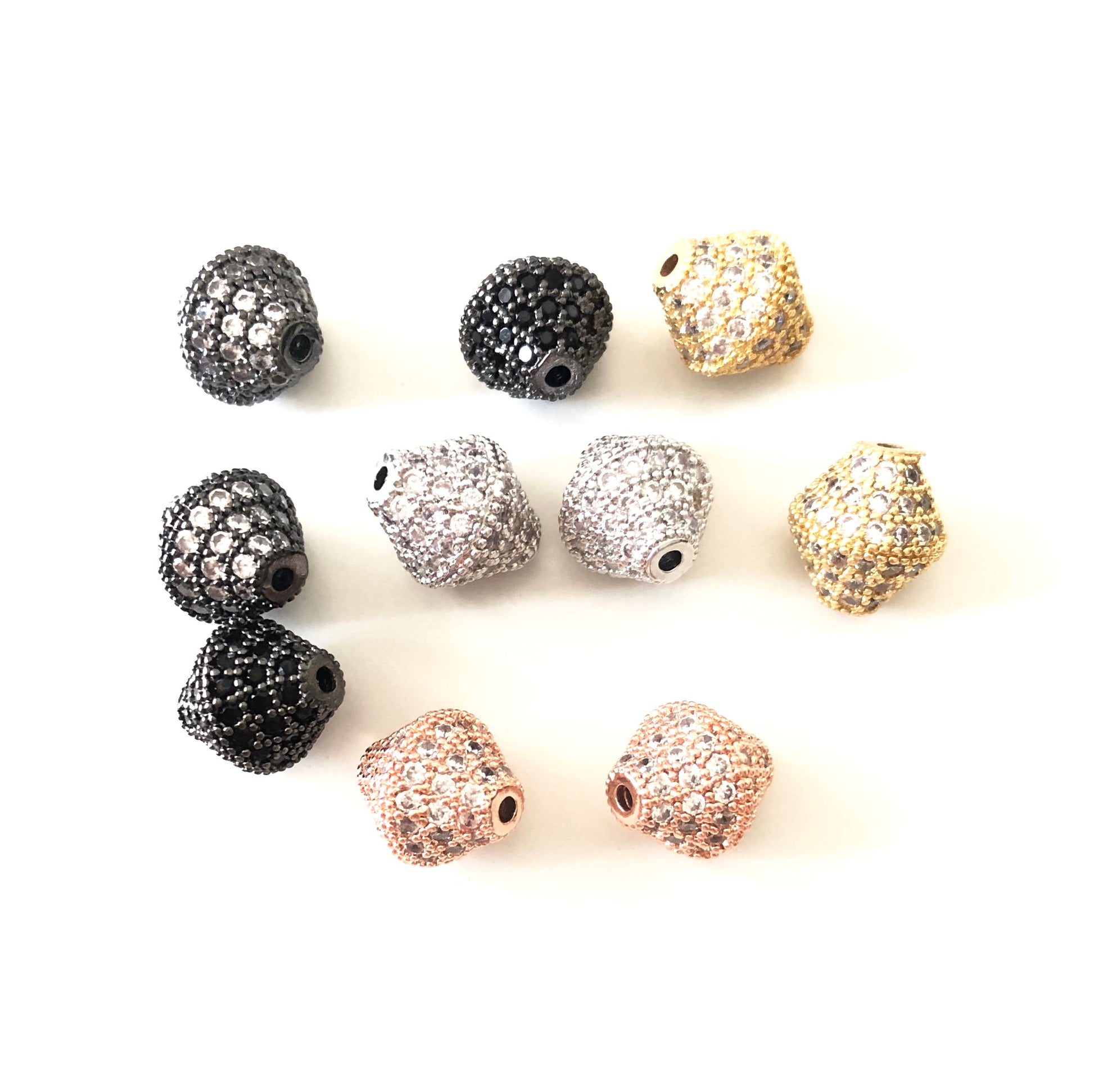 20pcs/lot 10.6*9.4mm CZ Paved Cone Rondelle Spacers Mix Color CZ Paved Spacers Rondelle Beads Charms Beads Beyond