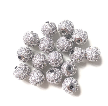 20pcs/lot 8mm CZ Paved Ball Spacers Silver CZ Paved Spacers 8mm Beads Ball Beads Charms Beads Beyond