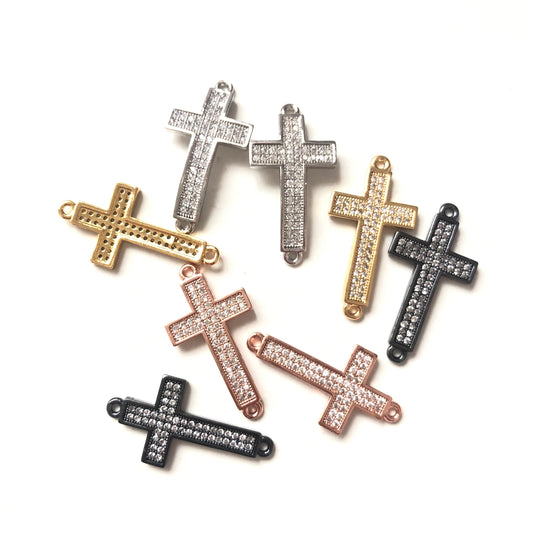 50pcs/lot 25 *13mm Clear CZ Paved Cross Connectors Mix Color Wholesale Charms Beads Beyond