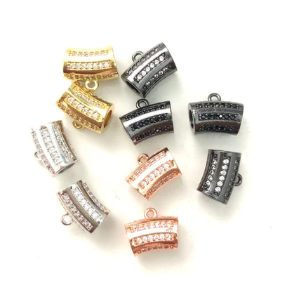 20pcs/lot 12.5*7.4mm CZ Paved Bail Spacers Mix Color CZ Paved Spacers Bail Beads Charms Beads Beyond