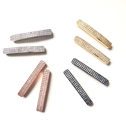 50pcs/lot 34.4*5mm Clear CZ Paved Flat Tube Spacers Mix Color Wholesale Charms Beads Beyond