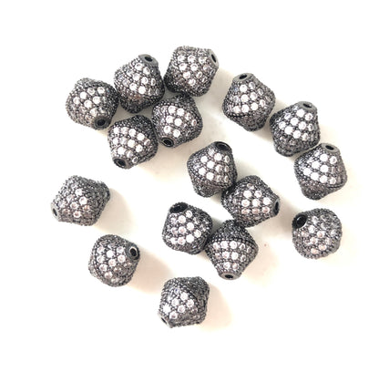 20pcs/lot 10.6*9.4mm CZ Paved Cone Rondelle Spacers Black CZ Paved Spacers Rondelle Beads Charms Beads Beyond