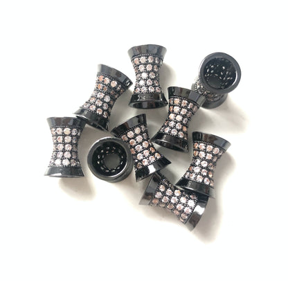 20pcs/lot 13.8*9.7mm CZ Paved Hourglass Spacers Black CZ Paved Spacers Hourglass Beads Charms Beads Beyond