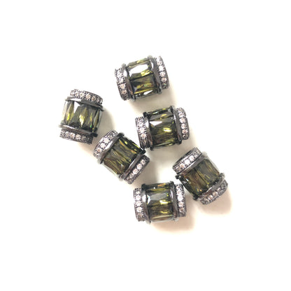 10pcs/lot 12*10mm Green CZ Paved Big Hole Spacers Black CZ Paved Spacers Big Hole Beads New Spacers Arrivals Charms Beads Beyond