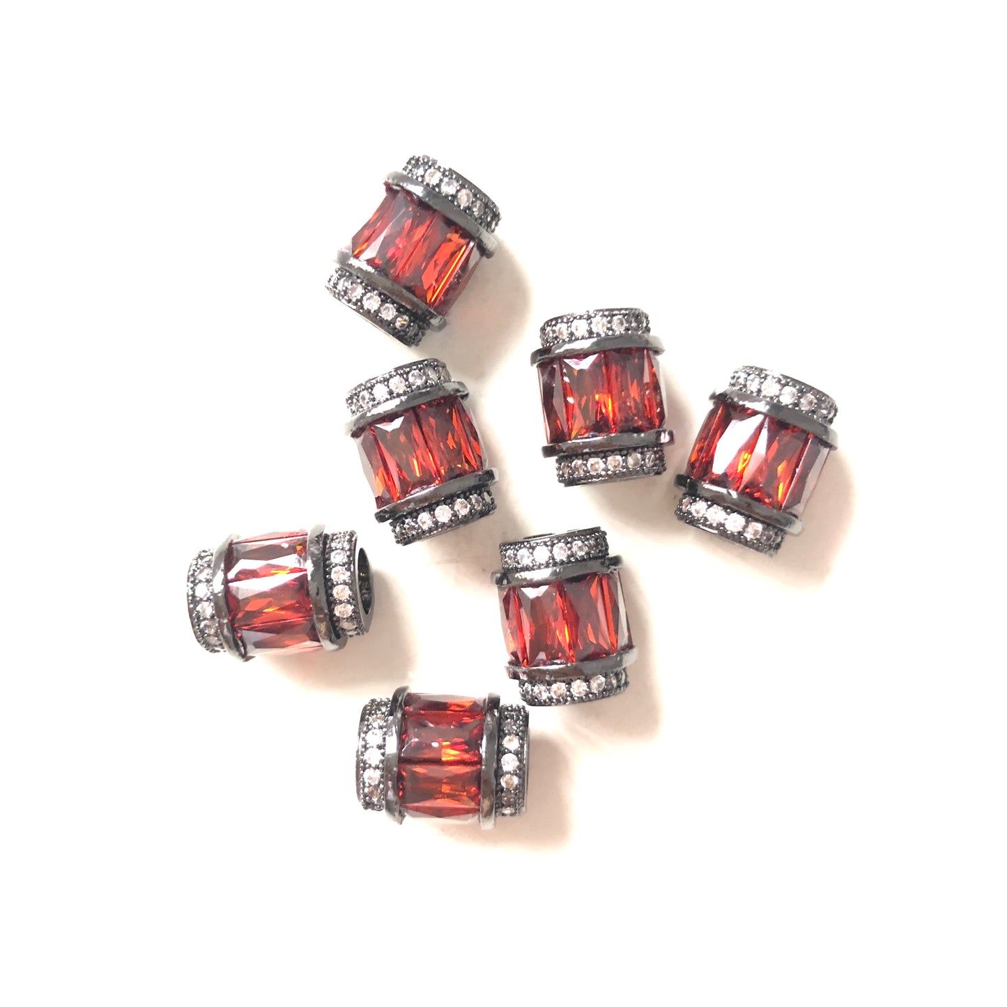 10pcs/lot 12*10mm Red CZ Paved Big Hole Spacers Black CZ Paved Spacers Big Hole Beads New Spacers Arrivals Charms Beads Beyond