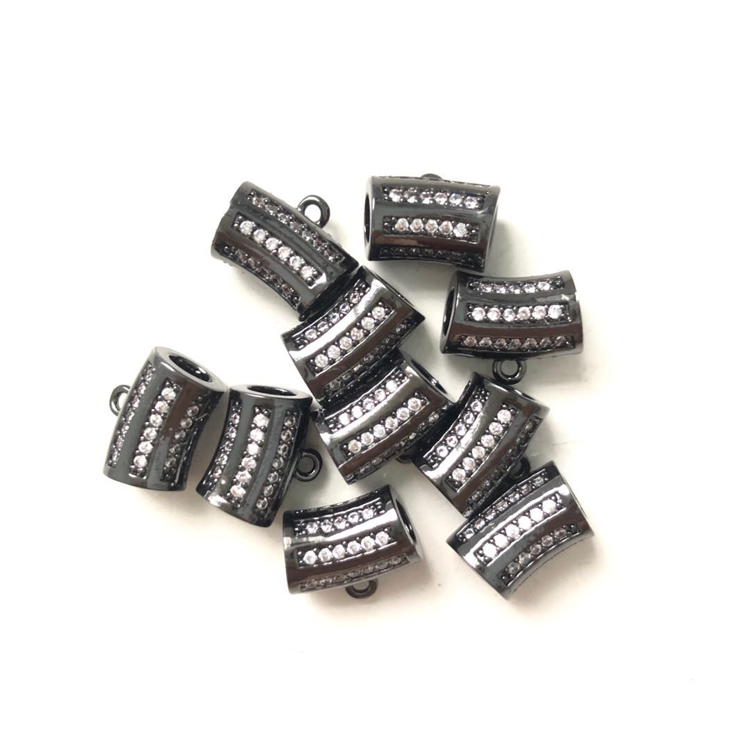 20pcs/lot 12.5*7.4mm CZ Paved Bail Spacers Black CZ Paved Spacers Bail Beads Charms Beads Beyond