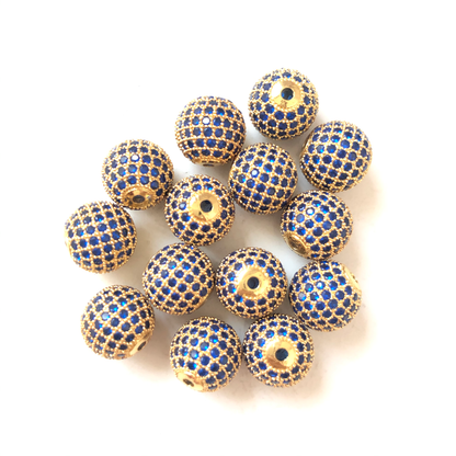 5/10/20pcs/lot 12mm Blue CZ Paved Ball Spacers Gold CZ Paved Spacers 12mm Beads Ball Beads Colorful Zirconia Charms Beads Beyond