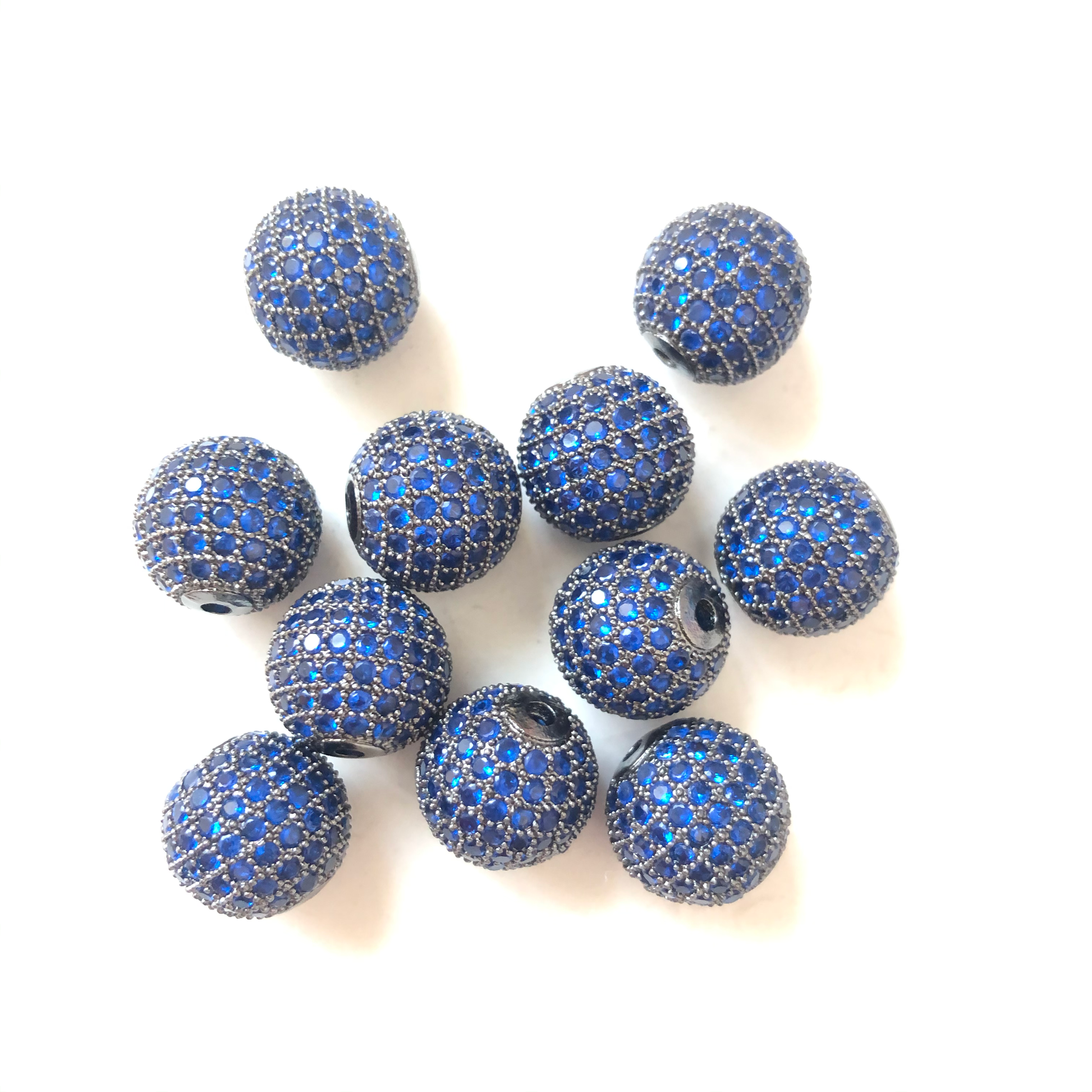 5/10/20pcs/lot 12mm Blue CZ Paved Ball Spacers Black CZ Paved Spacers 12mm Beads Ball Beads Colorful Zirconia Charms Beads Beyond