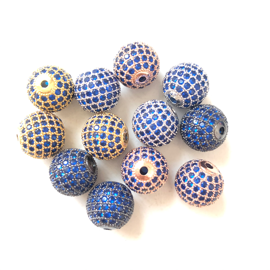 5/10/20pcs/lot 12mm Blue CZ Paved Ball Spacers Mix Colors CZ Paved Spacers 12mm Beads Ball Beads Colorful Zirconia Charms Beads Beyond