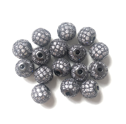 20pcs/lot 8mm CZ Paved Ball Spacers Black CZ Paved Spacers 8mm Beads Ball Beads Charms Beads Beyond