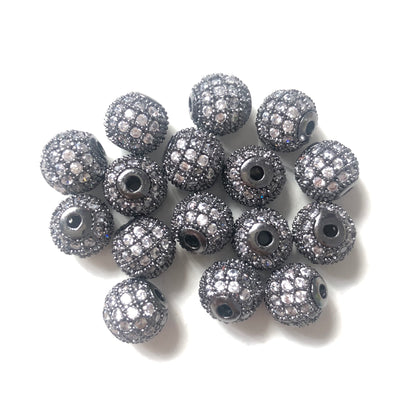 50pcs/lot 8mm CZ Paved Ball Spacers Black Wholesale Charms Beads Beyond