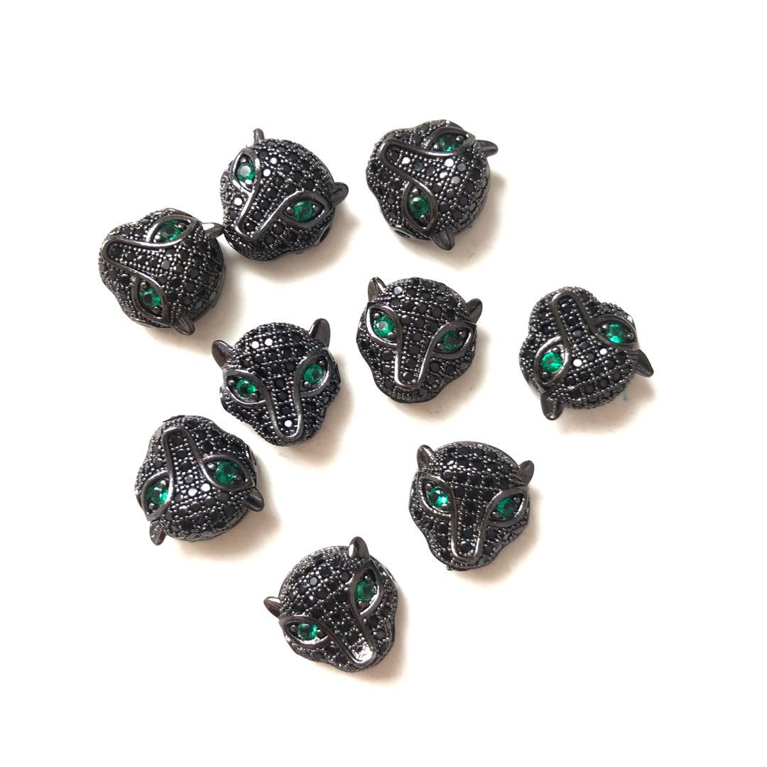 50pcs/lot Black CZ Paved Panther Head Spacers Black on Black Wholesale Charms Beads Beyond