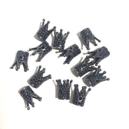 20pcs/lot 13*8mm Black CZ Paved Crown Spacers Black CZ Paved Spacers Crown Beads Charms Beads Beyond