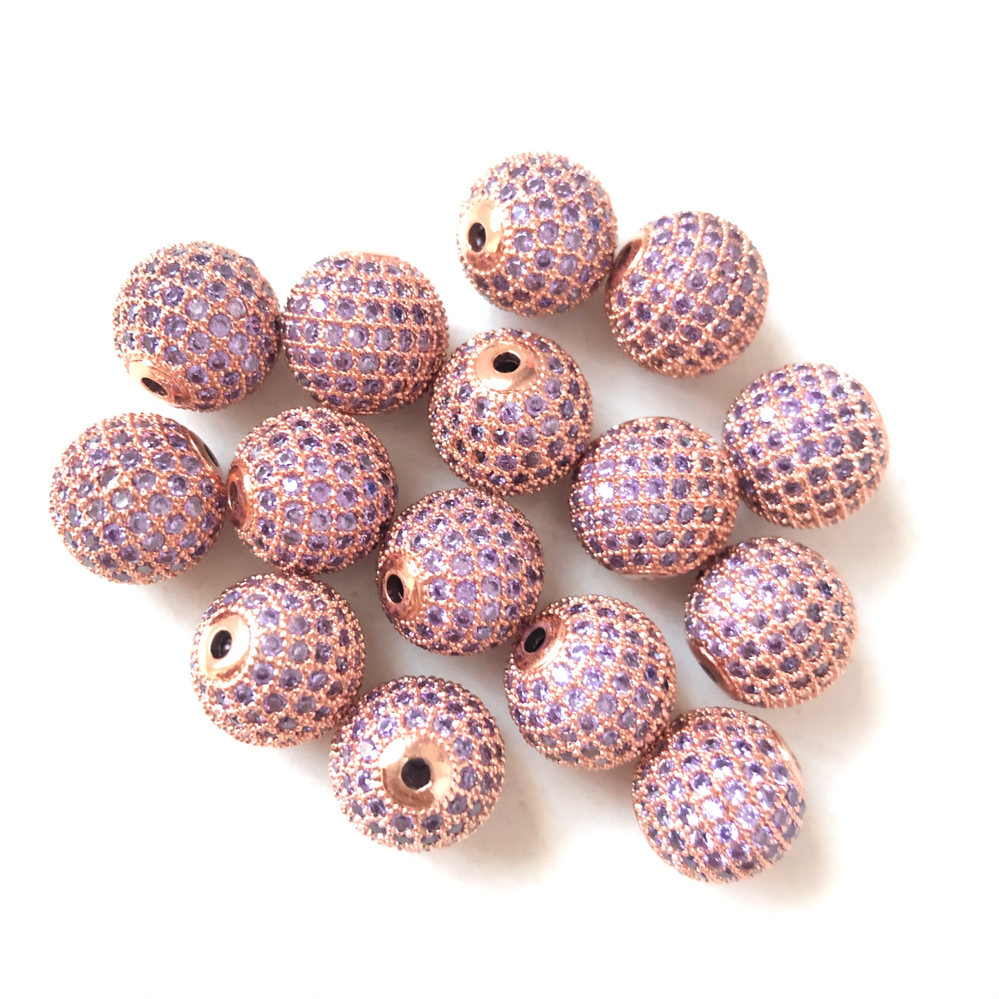 5/10/20pcs/lot 12mm Purple CZ Paved Ball Spacers 5pcs Rose Gold CZ Paved Spacers 12mm Beads Ball Beads Colorful Zirconia Charms Beads Beyond