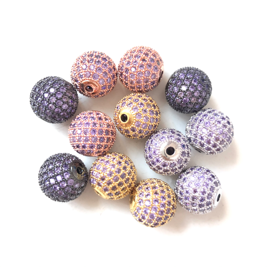 5/10/20pcs/lot 12mm Purple CZ Paved Ball Spacers 5pcs Mix Colors CZ Paved Spacers 12mm Beads Ball Beads Colorful Zirconia Charms Beads Beyond