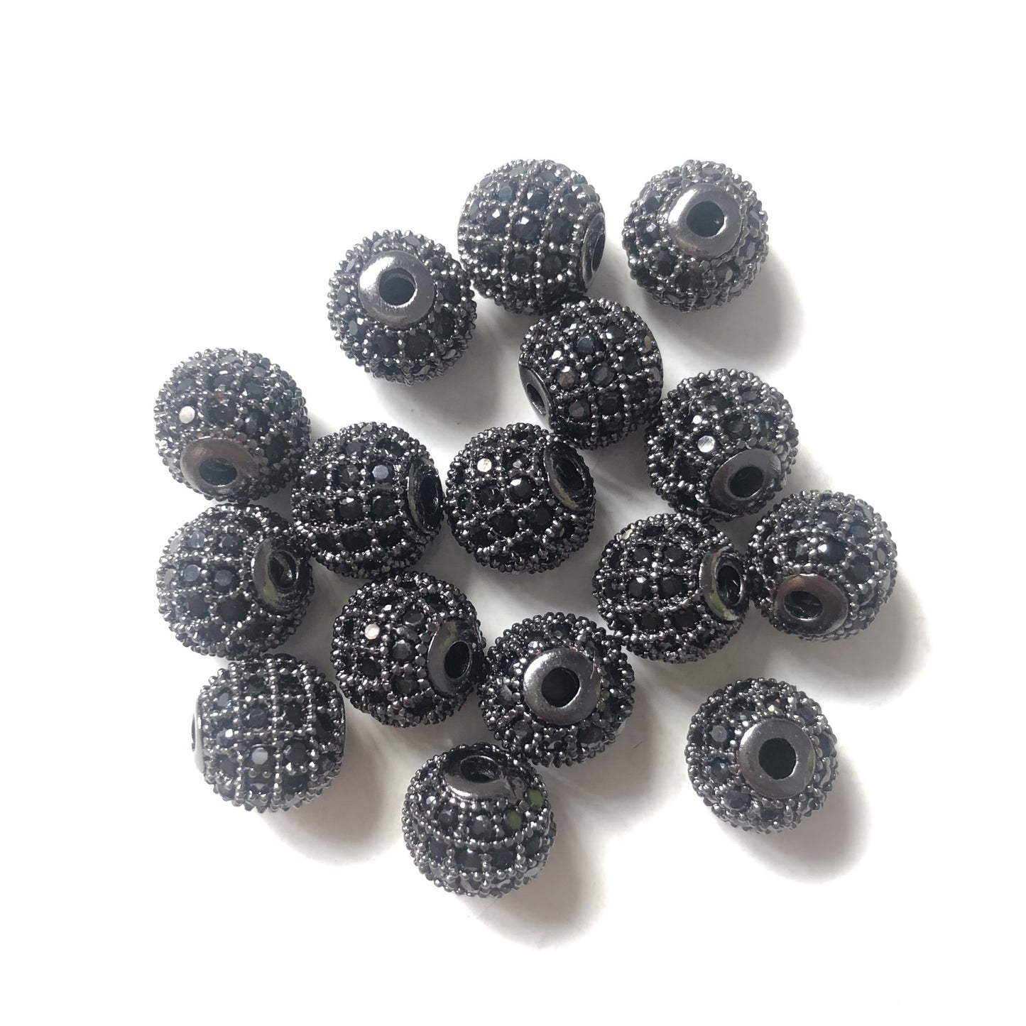20pcs/lot 8mm CZ Paved Ball Spacers Black on Black CZ Paved Spacers 8mm Beads Ball Beads Charms Beads Beyond