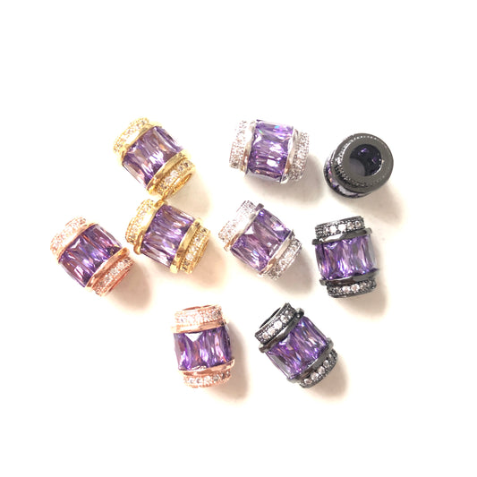 10pcs/lot 12*10mm Purple CZ Paved Big Hole Spacers Mix Color CZ Paved Spacers Big Hole Beads New Spacers Arrivals Charms Beads Beyond