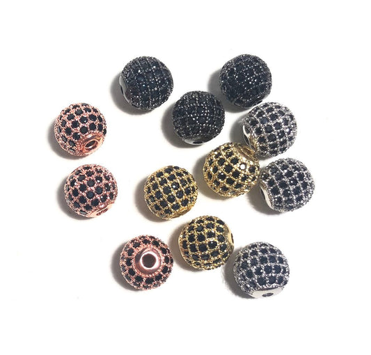 50-100pcs/lot 10mm Black CZ Paved Ball Spacers Mix Colors Wholesale Charms Beads Beyond