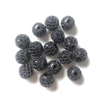 50pcs/lot 8mm CZ Paved Ball Spacers Black on Black Wholesale Charms Beads Beyond