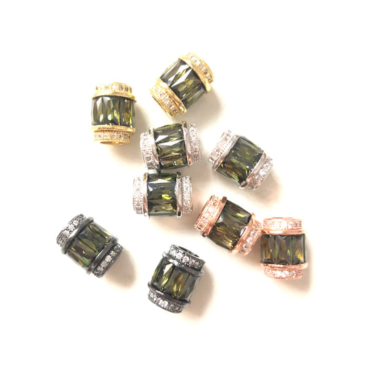 10pcs/lot 12*10mm Green CZ Paved Big Hole Spacers Mix Color CZ Paved Spacers Big Hole Beads New Spacers Arrivals Charms Beads Beyond