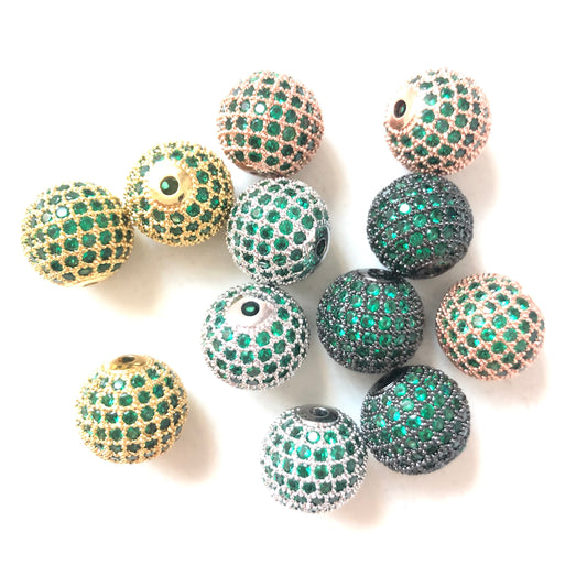 5/10/20pcs/lot 12mm Green CZ Paved Ball Spacers Mix Colors CZ Paved Spacers 12mm Beads Ball Beads Colorful Zirconia Charms Beads Beyond