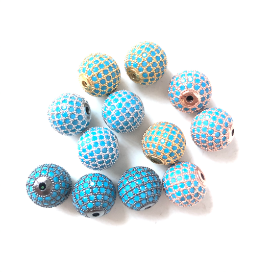 5/10/20pcs/lot 12mm Turquoise CZ Paved Ball Spacers Mix Colors CZ Paved Spacers 12mm Beads Ball Beads Colorful Zirconia Charms Beads Beyond