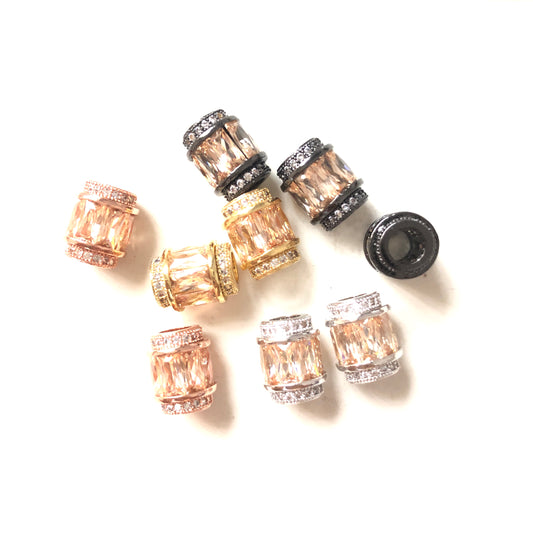 10pcs/lot 12*10mm Champagne CZ Paved Big Hole Spacers Mix Color CZ Paved Spacers Big Hole Beads New Spacers Arrivals Charms Beads Beyond