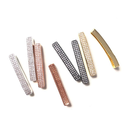 20pcs/lot 34.4*5mm Clear CZ Paved Flat Tube Bar Spacers CZ Paved Spacers Tube Bar Centerpieces Charms Beads Beyond
