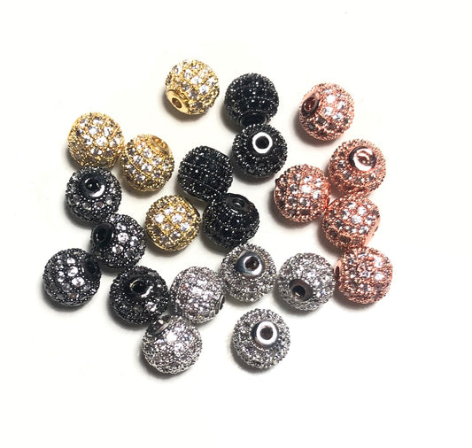 50pcs/lot 8mm CZ Paved Ball Spacers Mix Color Wholesale Charms Beads Beyond