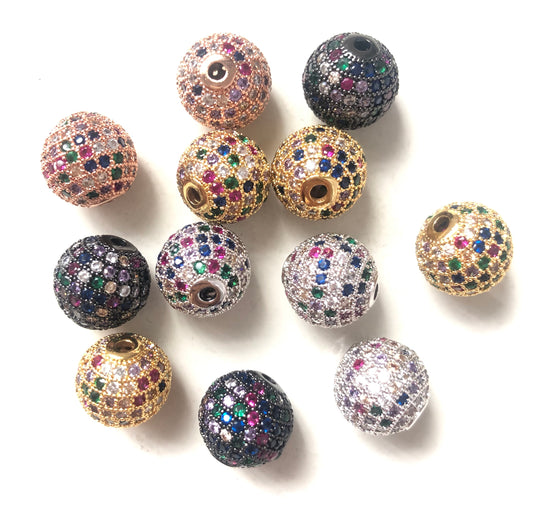 5/10/20pcs/lot 12mm Multicolor CZ Paved Ball Spacers Mix Colors CZ Paved Spacers 12mm Beads Ball Beads Colorful Zirconia Charms Beads Beyond