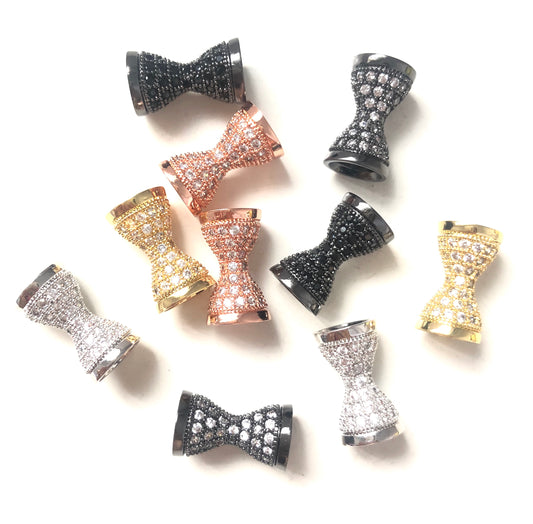 20pcs/lot 17.5*9.6mm CZ Paved Hourglass Spacers Mix Color CZ Paved Spacers Hourglass Beads Charms Beads Beyond