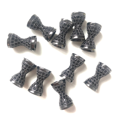 20pcs/lot 17.5*9.6mm CZ Paved Hourglass Spacers Black on Black CZ Paved Spacers Hourglass Beads Charms Beads Beyond