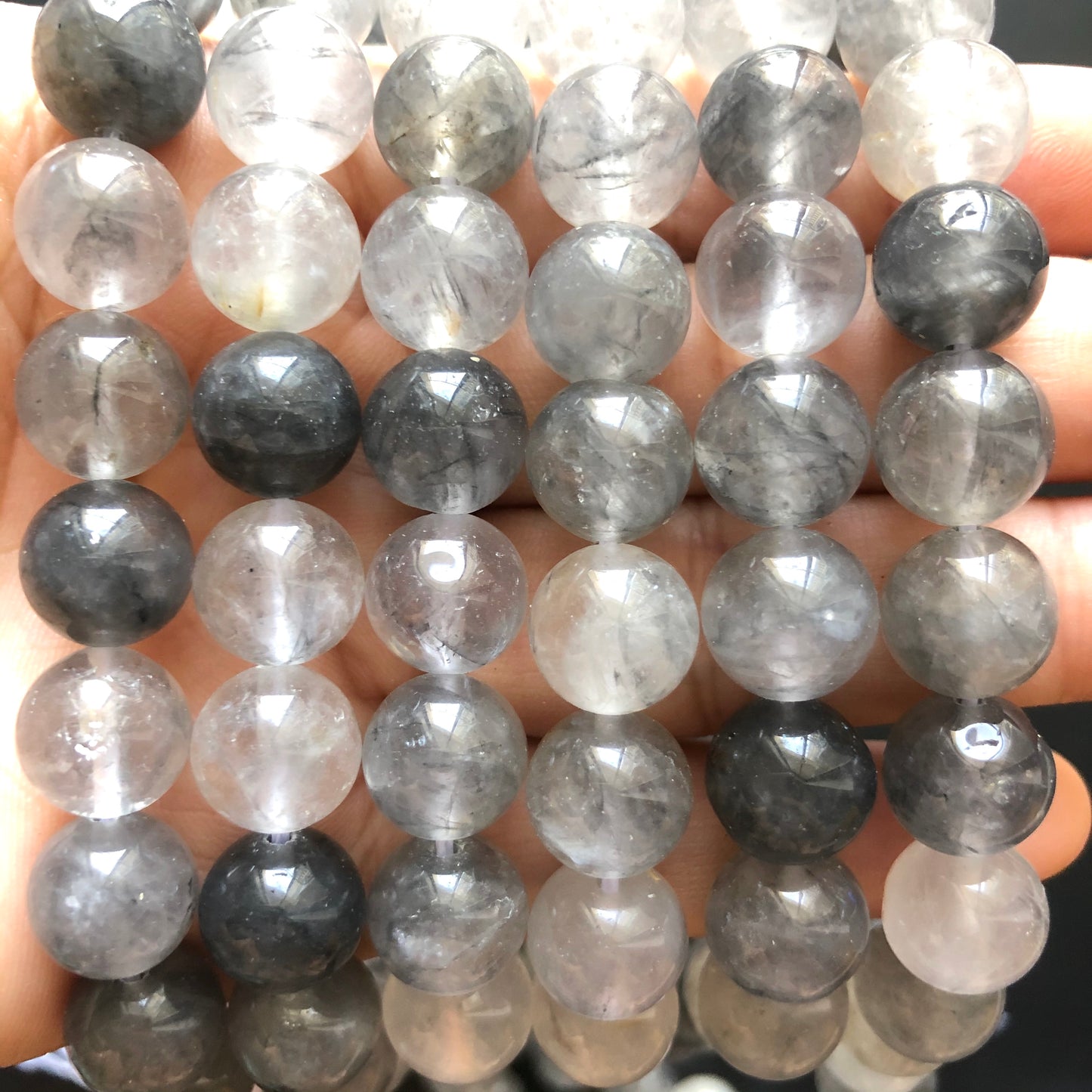 2 Strands/lot 10mm Silver Ghost Quartz Round Stone Beads Stone Beads Other Stone Beads Charms Beads Beyond