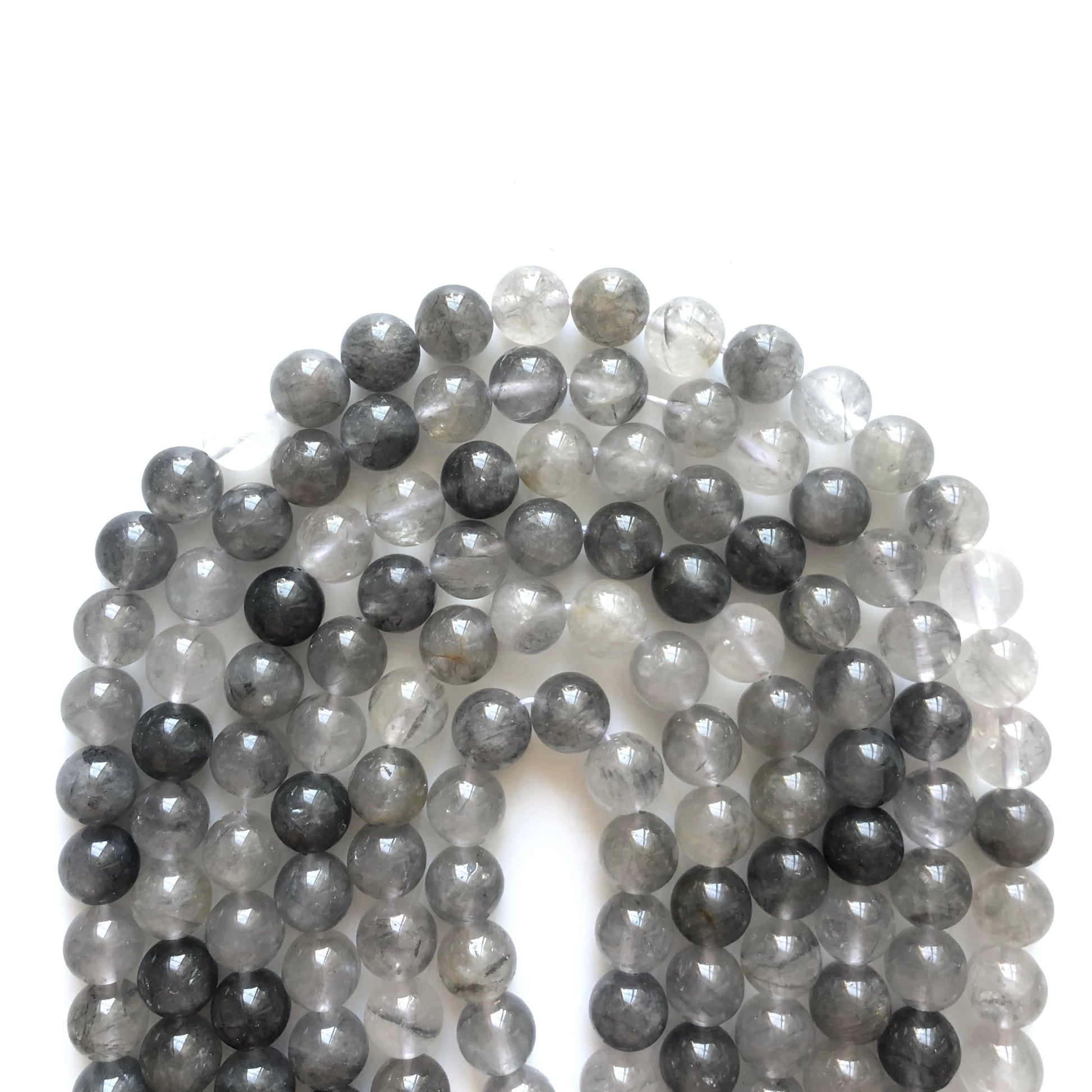 2 Strands/lot 10mm Silver Ghost Quartz Round Stone Beads Stone Beads Other Stone Beads Charms Beads Beyond