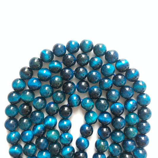 8mm, 10mm Light Blue Tiger Eye Round Stone Beads Stone Beads 8mm Stone Beads Tiger Eye Beads Charms Beads Beyond