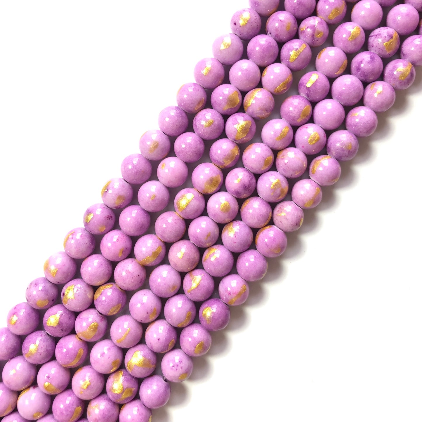 2 Strands/lot 8mm, 10mm Purple Gold Plated Jade Round Stone Beads Stone Beads 8mm Stone Beads Gold Plated Jade Beads Round Jade Beads Charms Beads Beyond
