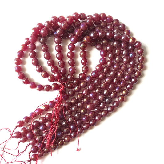 2 Strands/lot 10mm Dark Red Electroplated Faceted Jade Stone Beads Electroplated Beads Electroplated Faceted Jade Beads Charms Beads Beyond