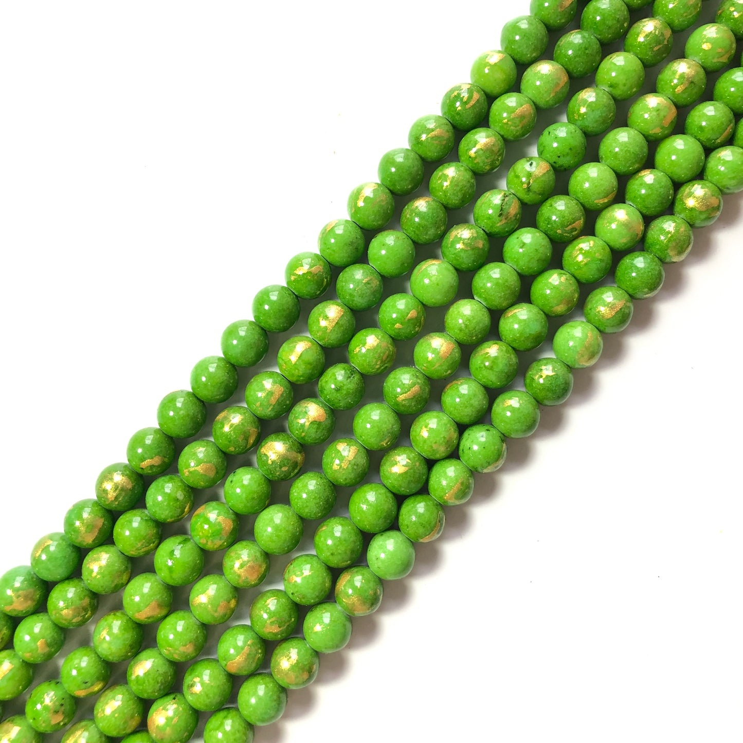 2 Strands/lot 8mm, 10mm Light Green Gold Plated Jade Round Stone Beads Stone Beads 8mm Stone Beads Gold Plated Jade Beads Round Jade Beads Charms Beads Beyond