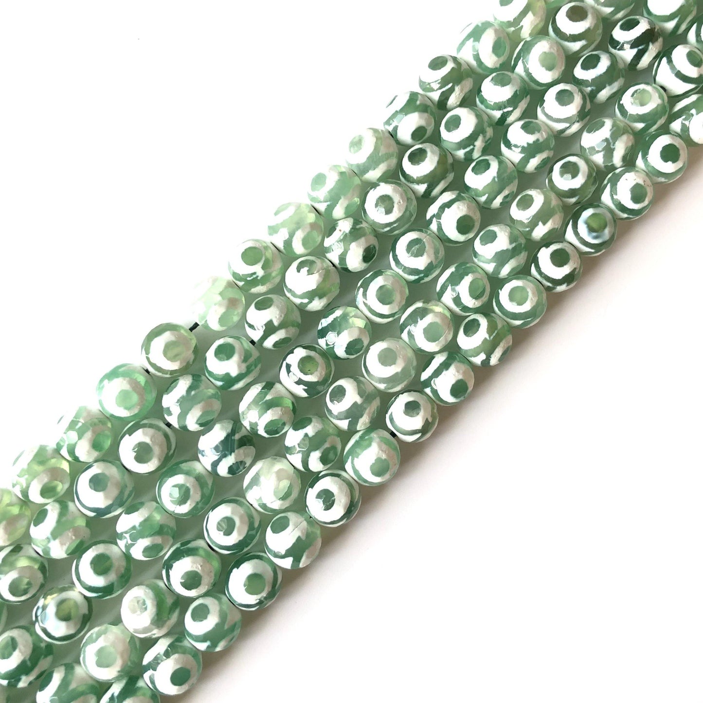 10mm Green Eye White Faceted Tibetan Agate Stone Beads Stone Beads Tibetan Beads Charms Beads Beyond