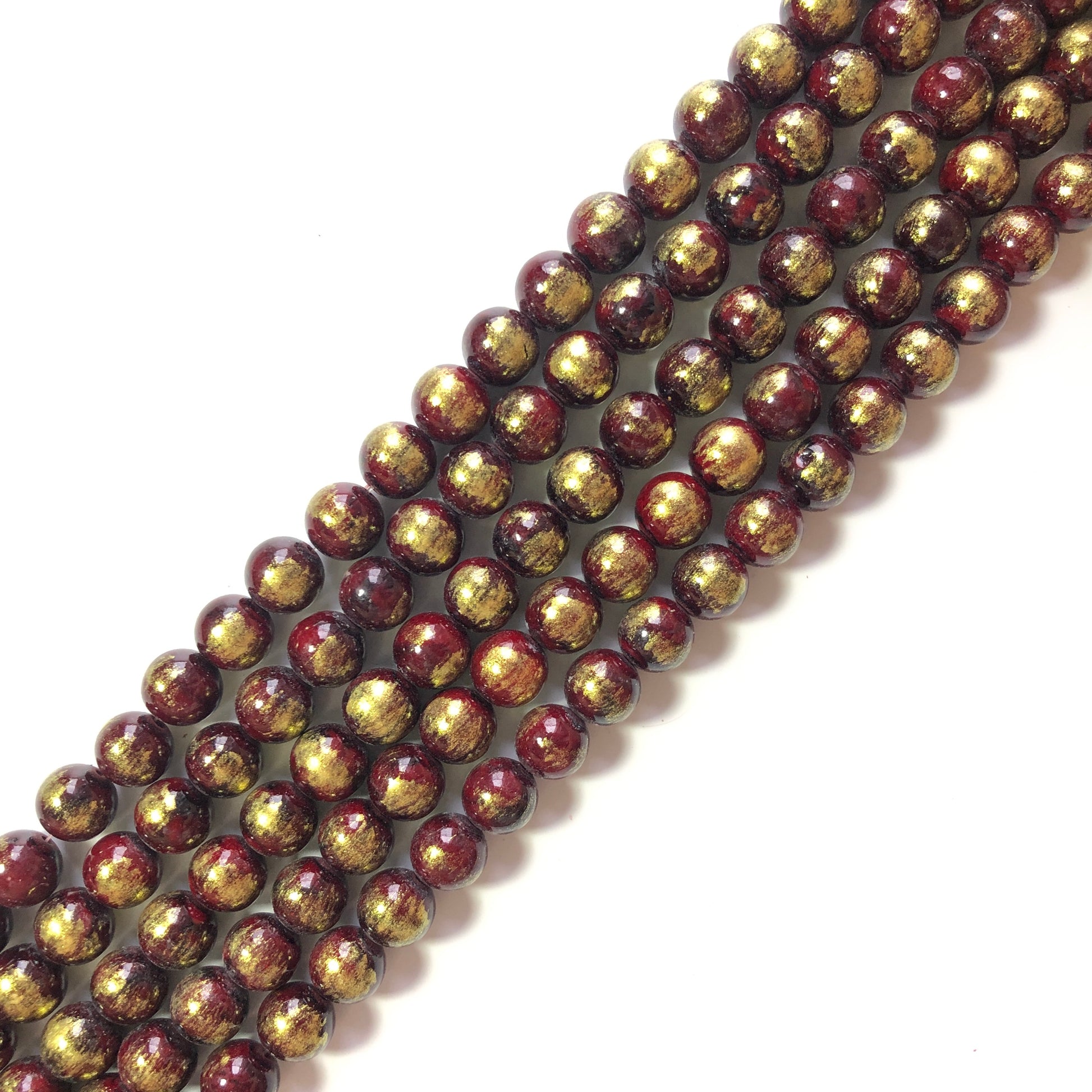2 Strands/lot 8mm, 10mm Dark Red Gold Plated Jade Round Stone Beads Stone Beads 8mm Stone Beads Gold Plated Jade Beads Round Jade Beads Charms Beads Beyond