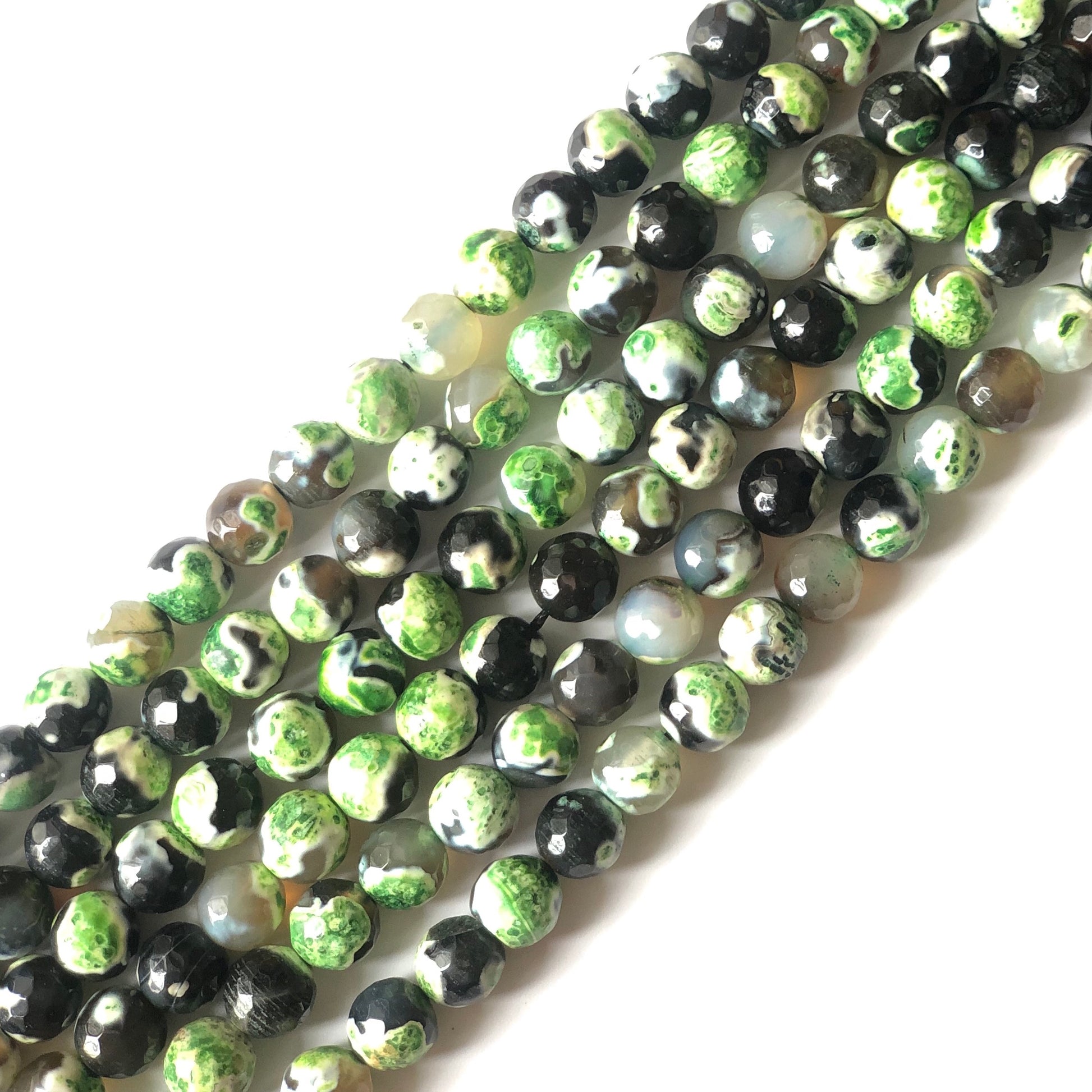 2 Strands/lot 10mm Green Faceted Fire Agate Stone Beads Stone Beads Faceted Agate Beads Charms Beads Beyond