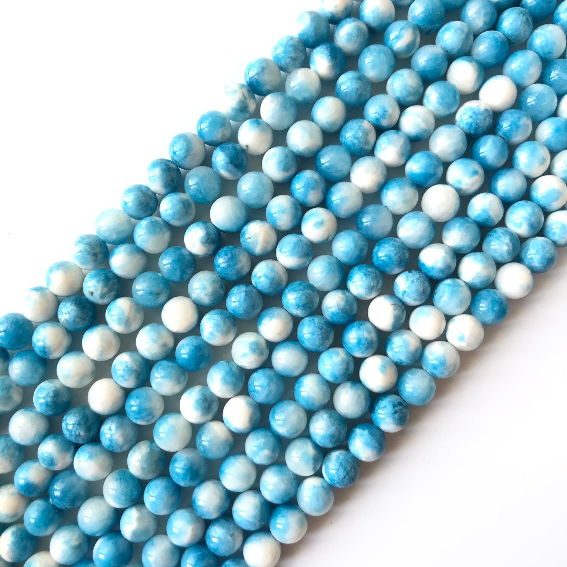 2 Strands/lot 8mm, 10mm Natural Light Blue White Persian Jade Round Stone Beads Stone Beads 8mm Stone Beads Persian Jade Beads Round Jade Beads Charms Beads Beyond