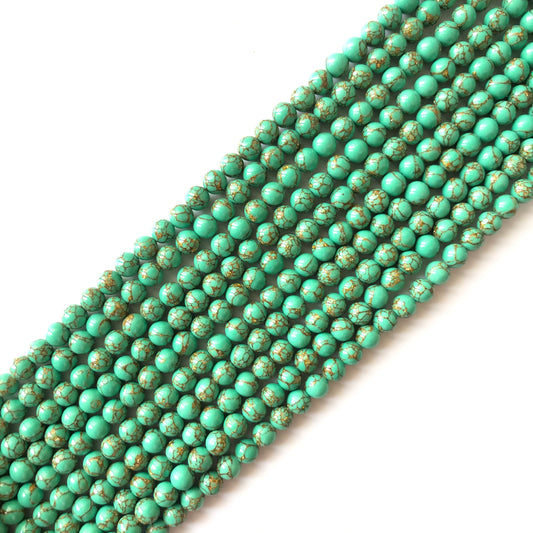 2 Strands/lot 8mm, 10mm Green Gold Line Turquoises Round Stone Beads Stone Beads 8mm Stone Beads Turquoise Beads Charms Beads Beyond