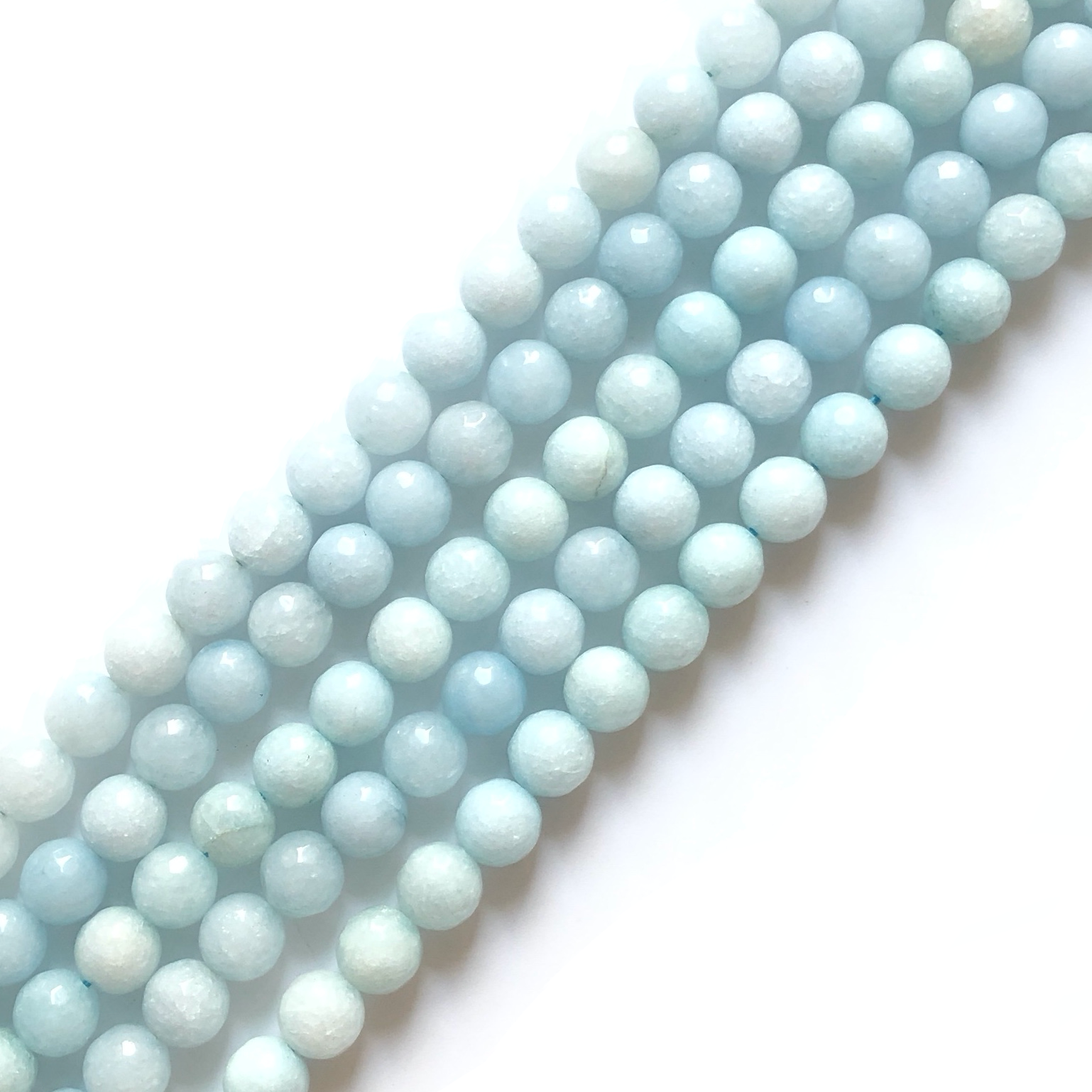 2 Strands/lot 10mm Light Blue Faceted Jade Stone Beads Stone Beads Faceted Jade Beads Charms Beads Beyond