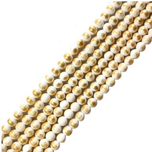 2 Strands/lot 8mm, 10mm White Gold Plated Jade Round Stone Beads Stone Beads 8mm Stone Beads Gold Plated Jade Beads Round Jade Beads Charms Beads Beyond