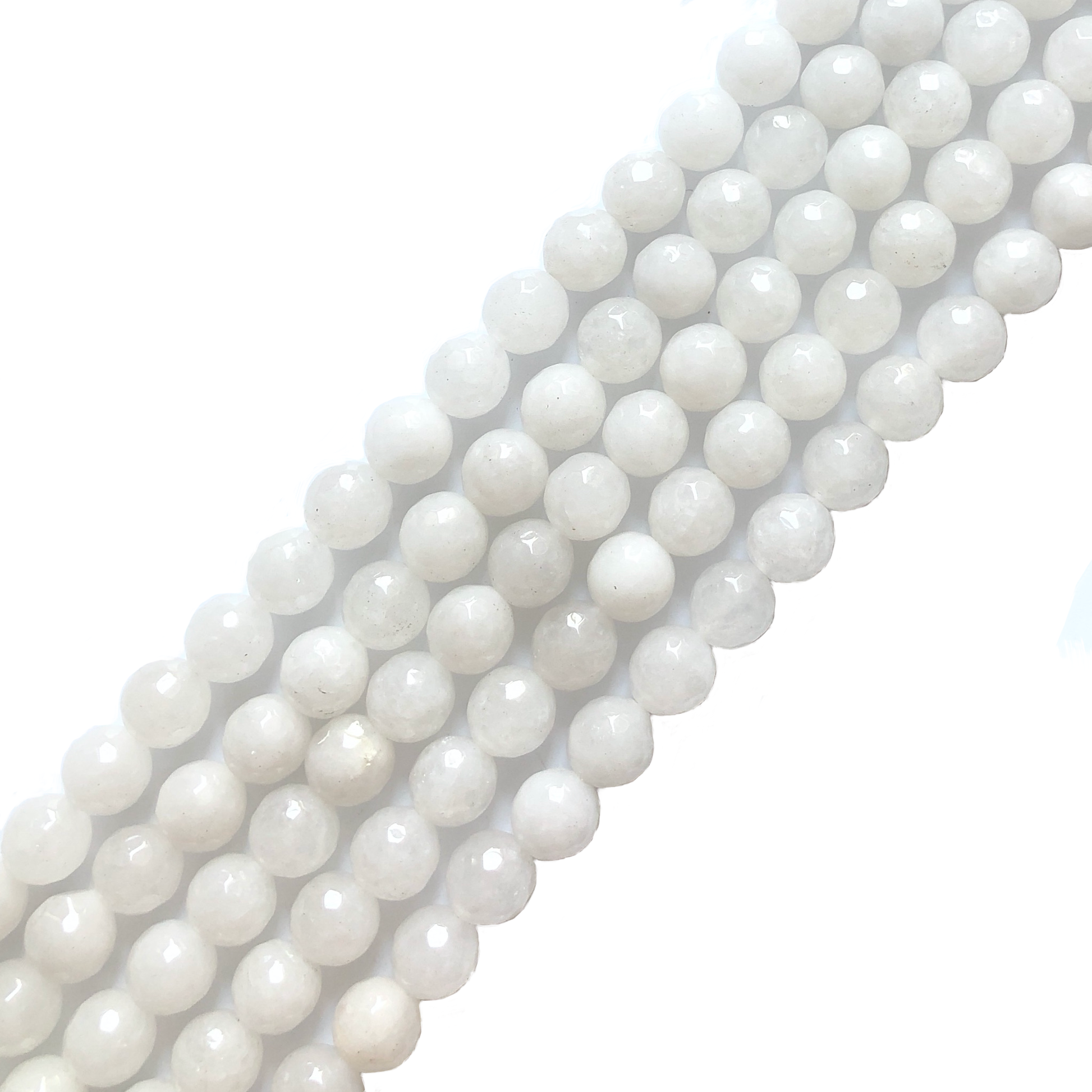 2 Strands/lot 10mm White Faceted Jade Stone Beads Stone Beads Faceted Jade Beads Charms Beads Beyond
