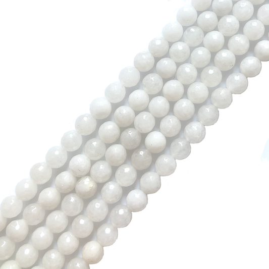 2 Strands/lot 10mm White Faceted Jade Stone Beads Stone Beads Faceted Jade Beads Charms Beads Beyond